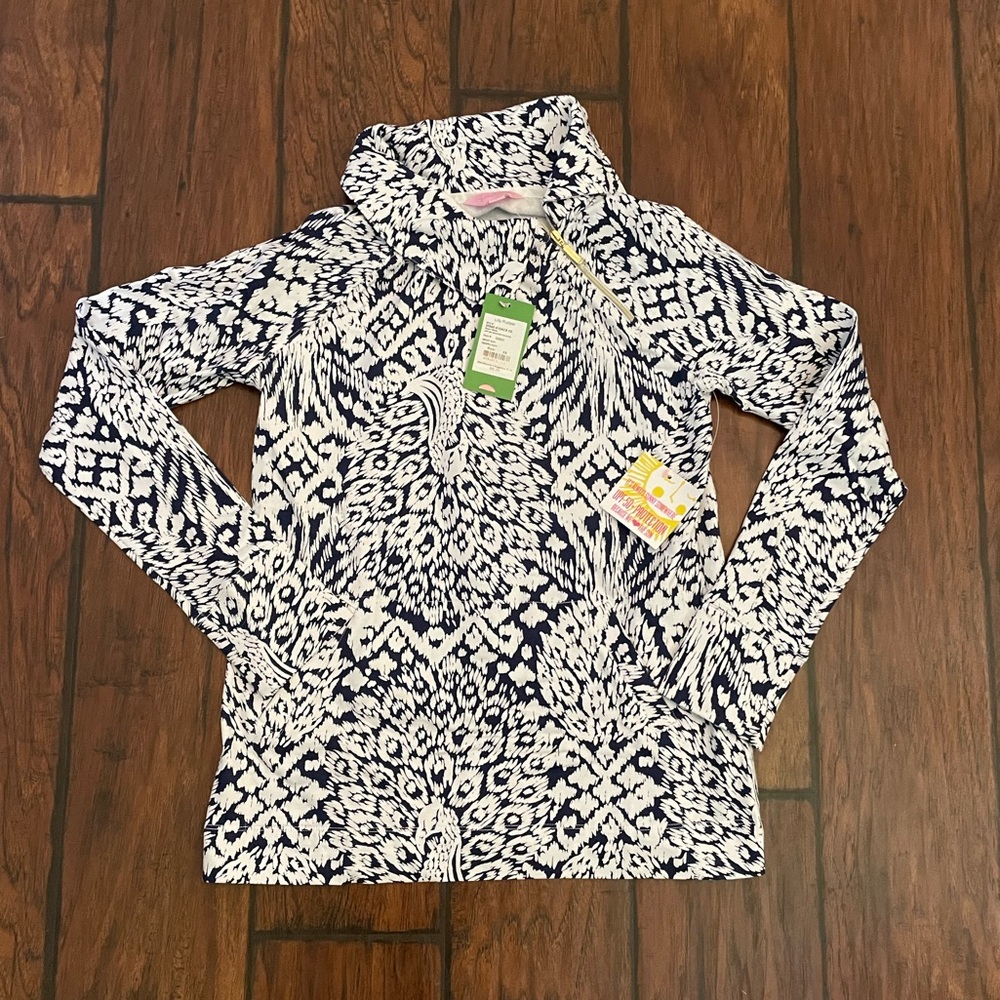 NWT Lilly Pulitzer Navy and White Booker Popover UPF 50+ Size XS